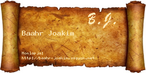 Baahr Joakim névjegykártya
